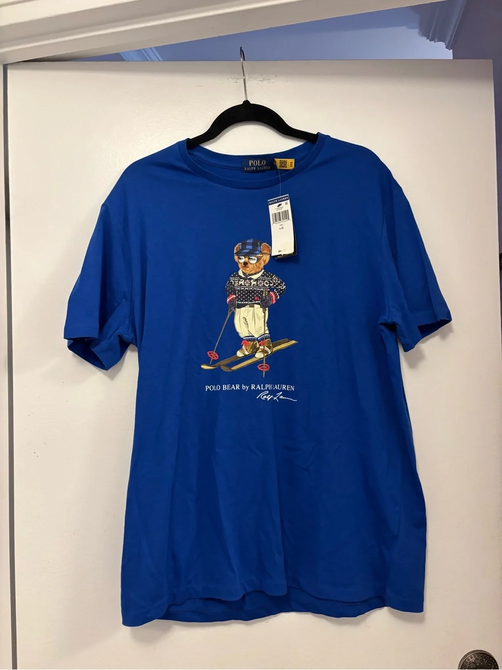 Polo by Ralph Lauren Men's Blue Polo Bear Graphic Tee skiing New L